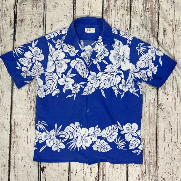 Helena's Vintage Hawaiian Hawaii Floral Button Down Honeymoon Mens Shirt - Picture 1 of 6